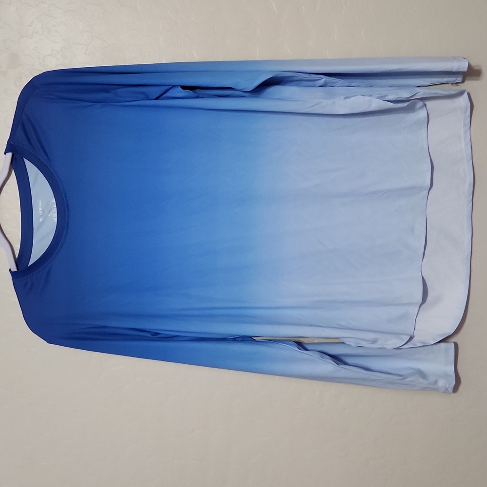 Blue  Ombre Gradual Long Sleeve Top